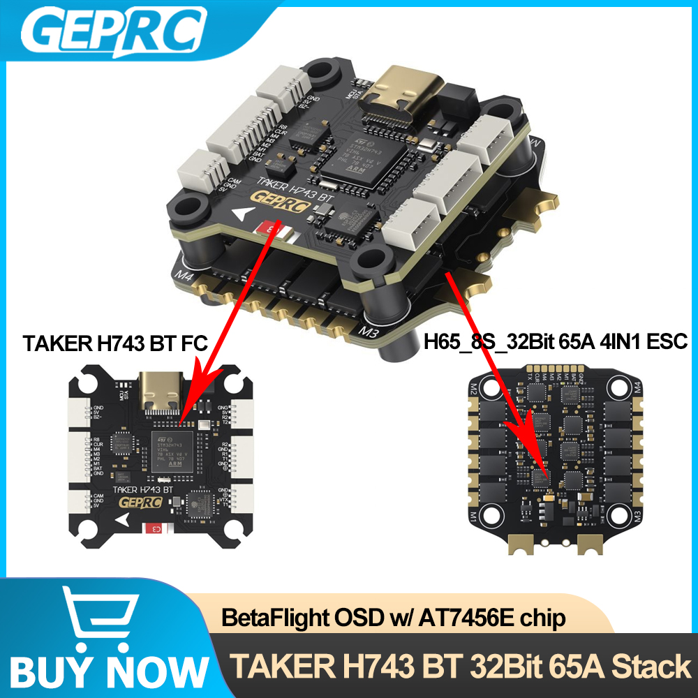 GEPRC TAKER H743 BT 32Bit 65A  - Drone Racing Flight Controller 评论和价格