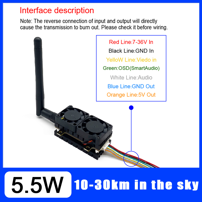 Long Range 5.8GHz 5.5W Video T - Drone Racing Vtx 评论和价格